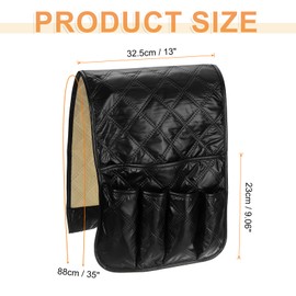 sourcing map 1 Pcs Recliner Armchair Caddy, Couch Armrest Organizer with 5 Pockets for Bedside Sofa Remote Control Holder Magazine Phone Book Glasses (Black, 35"x13")