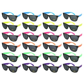 Edge I-Wear 24 Pack 80s Neon Party Sunglasses for Adult Party Favors with CPSIA certified-Lead(Pb) Content Free 5402RA/SET-24