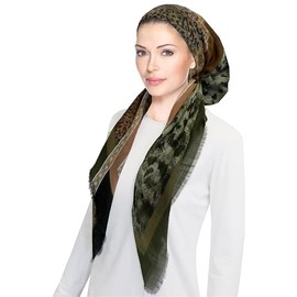 Pretied Head Scarf for Women Lightweight Pretied Bandana Tichel Head Scarves for Women, Jewish Head Coverings, Chemo Headwear (Geen Leopard)