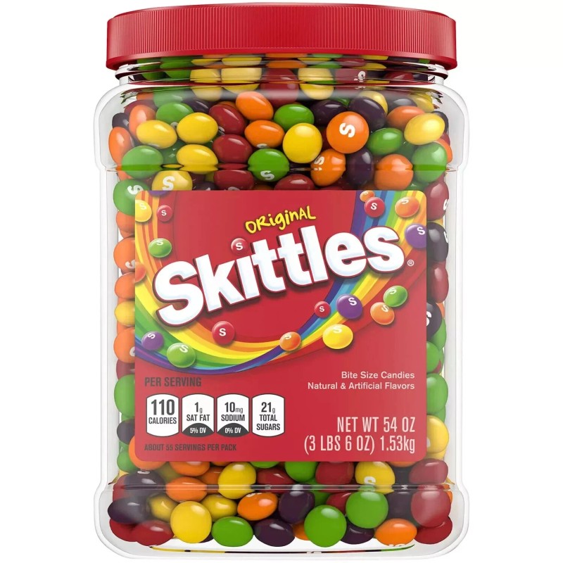 Brandeed Skittles Original Chewy Candy Bulk Jar, 54 oz.