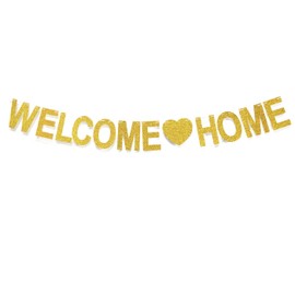 Welcome Home Banner Gold Glitter Banner for Home Decoration Family Party