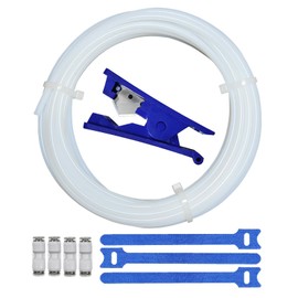 Creamy white PTFE Tube Kit, 2.5mm ID×4mm OD, 5M/16.4ft, Compatible with Bambu Lab AMS X1/P1P/A1, CREALITY K2 Plus/Hi, FLASHFORGE 5M, Prusa MMU3, with Tubing Cutter & 4pcs 4mm Pneumatic Fittings