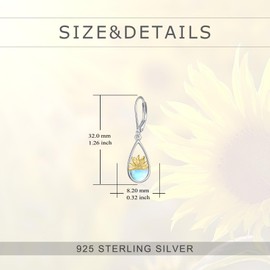 POPLYKE Sunflower Jewelry 925 Sterling Silver Sunflower Dangle Drop Earrings for Women (4-Sunflower Moonstone)