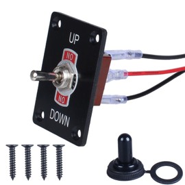 DMWD Momentary Toggle Switch (On) Off (On) SPDT 3Pin 3 Positions Waterproof Marine Toggle Switch 12V DC 125V 30A with Up Down Mounting Plate, Boot Cover,pre-Wired Cables for Automotive Boat Car Truck
