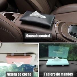HEKE Soporte de Tejido para Visera, Caja de máscara de Tejido para Visera de Coche con Banda de Goma elástica Ajustable, Funda organizadora de Consola Central de Piel sintética, Visor de Coche, Azul