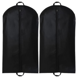 2PCS Black Suit Bag, Coats Carrier Breathable Dust Cover Storage Bag with Handles Foldable Reusable Zipper Garment Bag Perfect for Travel or Home(60x120cm)