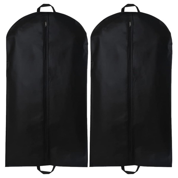 2PCS Black Suit Bag, Coats Carrier Breathable Dust Cover Storage