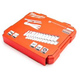 Milwaukee 4932464943 1/4in Ratcheting Socket Set Metric, 28 Piece, Red