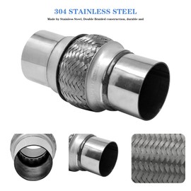 Remarkable Power RK7544-2.5" x 4" Heavy Duty Stainless Steel Exhaust Flex Pipe 8" OL