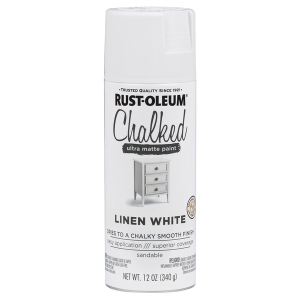 Rust-Oleum 302591 Chalked Spray Paint, 12 oz, Linen White Ultra Matte, 12 Ounce (Pack of 1)