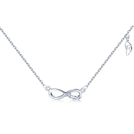 Infinite U Fashion Infinity Symbol "Forever" Pendant 925 Sterling Silver Rhodium Plated Necklace for Women/Girls, Adjustable Chain