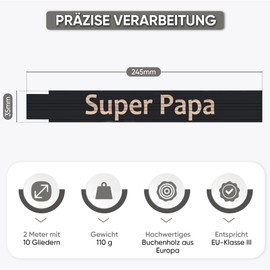 andSmile Folding Rule Black – for Dad – Ruler with Engraving Super Papa – Metre Stick for Dads Made of High-Quality Beech Wood – Gift for Father's Day, Birthday, Christmas