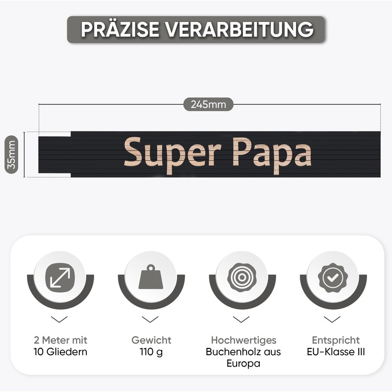andSmile Folding Rule Black – for Dad – Ruler with