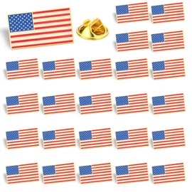 Huquary 24 Pcs 4th of July American Flag Pin Bulk 250th Anniversary Patriotic USA Flag Lapel Pins Independence Day 50 Stars and 13 Stripes Metal Memorial Badge Souvenir for Hat Bag Travel Gift