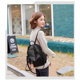 AINUOEY Women's Backpack Bags Women Elegant Bag City Backpack Handbag Vintage PU Leather 76656 1-Piece Set, black, Adjustable strap