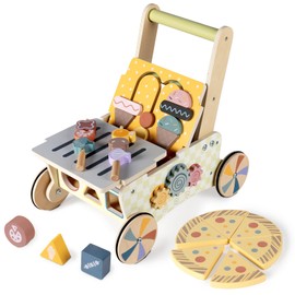 LOL-FUN Wooden Baby Walker for Baby Girl 6-12 Months, Baby Push Walker Toys 1 Year Old Girl Gifts, Kitchen Shopping Cart for Toddlers 1-3