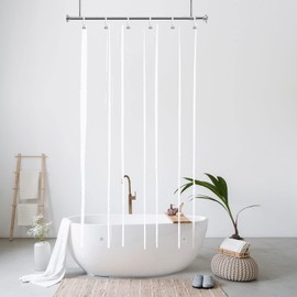 YISURE Shower Curtain Transparent Narrow 90 cm Width, Narrow Transparent Shower Curtain Waterproof with Magnetic Hem, Width 90 x Height 180 cm