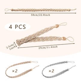 SYEYCW 4 Pcs Curtain Tie Backs, Hand Knitting Curtains Braided Tiebacks, Simple Type Curtain Tie Backs and Accessories, for Home, Office, Restaurant, Bar, Office, Hotel Window Decoration, 2 Colors