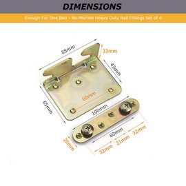 Bed Rail Brackets - Bed Rail Fittings with Screwdriver - Heavy Duty Non-Mortise - Set of 4 (Screws Included)