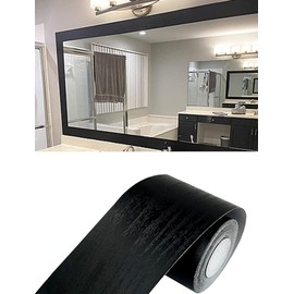 Teemall 10M Black Wood Grain Removable PVC Waterproof Border Wall Decor Removable Self Adhesive Kitchen Bathroom Tiles Sticker Wallpaper 4.2x390 (Black, 2" x 390")