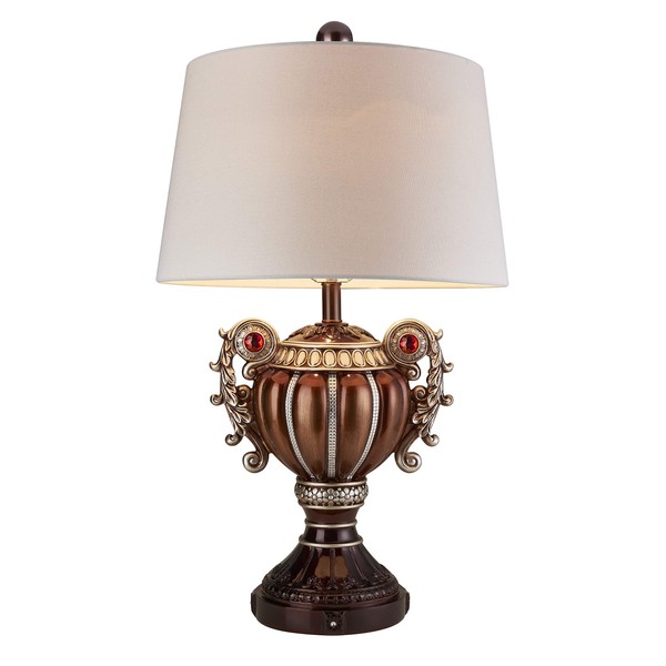 Ore International K-4296T Delicata Urn Table Lamp, Bronze Silver