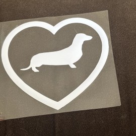 Oracal DACHSHUND HEART VINYL DECAL STICKER CAR REAR WINDOW BUMPER PUPPY LOVE X2