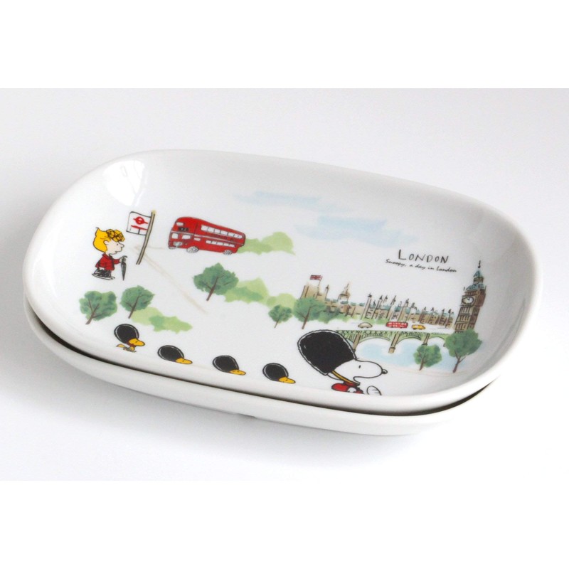 Snoopy Oval Plate London & Paris 2 Pattern Set 3870060