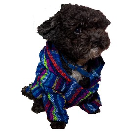 Mexican Dog Poncho Doggo Hoodie Baja Ponchos Blanket for Dogs Costume Pup Crew Pajamas Chihuahua Sweater Clothes from Small, Medium to Big Dog Made in Mexico with Recycled Fabric (6, Blue)