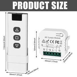 Set of 2 Wireless Roller Shutter Control Retrofit Set, Smart Blind Switch Compatible Wireless Switch 230 V for Roller Shutters Blinds Awnings Radio Switch Consisting of RF Remote Control and Receiver
