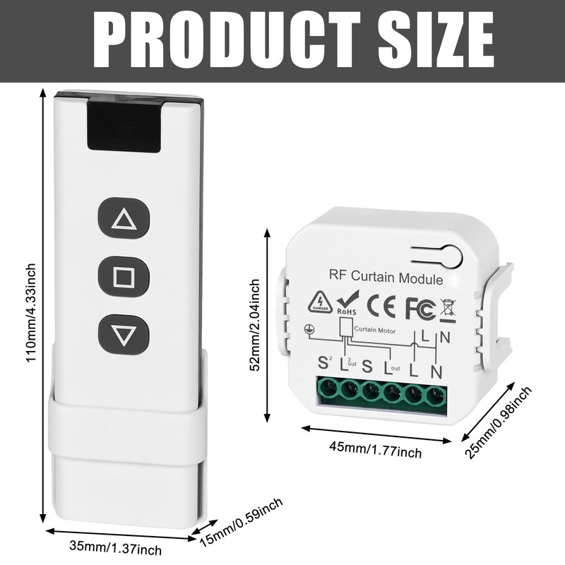 Set of 2 Wireless Roller Shutter Control Retrofit Set, Smart