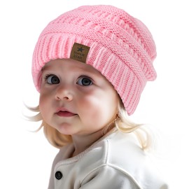 Durio Toddler Kids Satin Lined Winter Hat for Boys Girls Cozy Toddler Beanies Boys 2T-4T Knitted Kids Winter Hat Unisex Toddler Boy Girl Hat Caps Gifts Toddler Beanie for Ages 3-8 Pink 3-8 Years