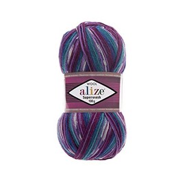 Sock Yarn by Alize Superwash 4ply 100g 75% Wool/25% Nylon Self Patterning Shade 4412