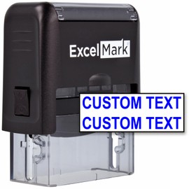 ExcelMark Custom Self-Inking Stamp - Up to 2 Lines - 11 Color Choices and 17 Font Choices (Large)