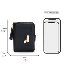 CALIYO Women's Purse Made of Smooth and Soft Synthetic Leather, Small Purse in Short Format, Purse with Press Stud Zip and Many Compartments, black, Classic