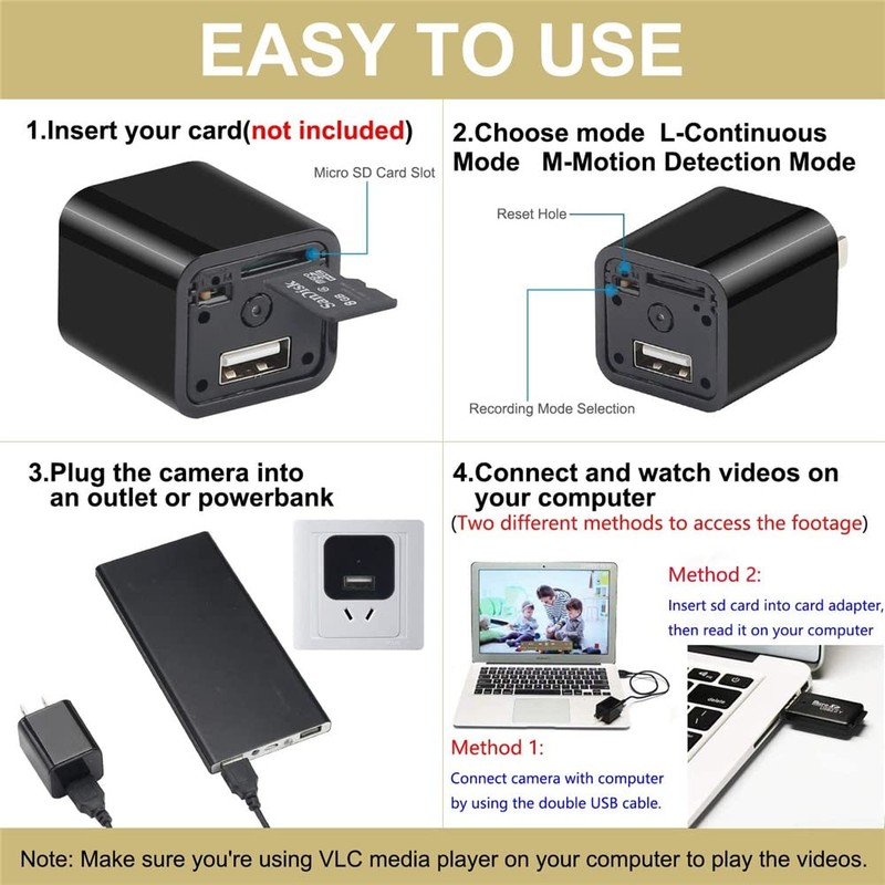 Smart USB Camera Charger WiFi , HD 1080P Wireless Camera,