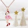 Christmas Flamingo Necklace for Women Sterling Silver Rose Gold Pink