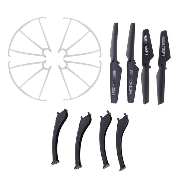 Spare Parts Propellers, Propeller Guards and Landing Skid for Cheerwing Syma X5SW X5SW-V3 Drone (Black)