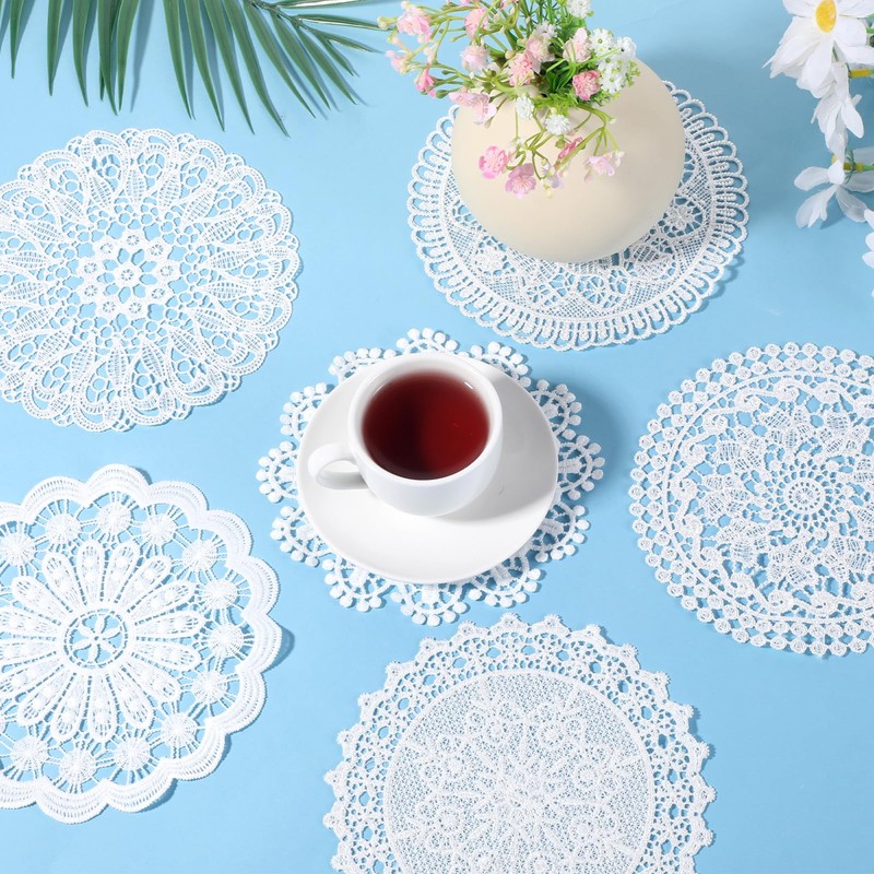 6PCS White Vintage Crochet Doilies, 6 to 7 Inch Crochet