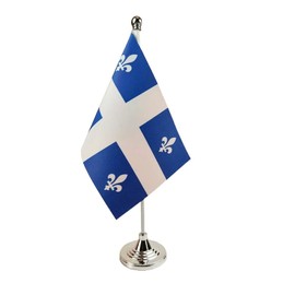 Canada Quebec Province Flag, Quebec QC Flag,Quebec Desk Flag,Quebec Table Flag，Quebec Office Table Flag on Stand Base, Decorations for Offices, Families, Conference rooms