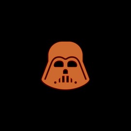 Star Inspired Movie Character Space Vader Helmet Glow in The Dark Sticker Decal for Phone Tablet Laptop Car Truck Window | 2" Sticker | Orange