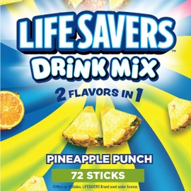 Lifesavers Singles to Go Powdered Drink Mix, Pineapple Punch, 6 Stick Per Box, 12 Boxes Included for Total of 72 Sticks