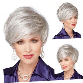 Mikinona Women Short Curly Hair Wig Silver Grey Stylish Curly Hair Wig for Daily Wear Cosplay Parties and Special Occasions Comfortable