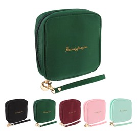 sourcing map Mini Makeup Bag for Purse, Small Cute Zipper Travel Cosmetic Bags Preppy Toiletry Storage Pouch for Coin Sanitary, Green