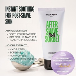 Men Rock After Shave Balm Sorbet - Fast Absorbing Formula, Soothing Relief for Post-Shave Sensitivity, Hydrating Balm with Fresh Scent - 100ml