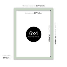 Almost Frameless 6x4 Mint Green Picture Frame Set of 2, Display 6x4 Picture Gallery Wall, Poster, Photo, Artwork, or Print, Yellow