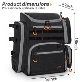 LASUK Fishing Backpack with 2 Rod Holders Tackle Box, 41/25L Water-resistant Fishing Tackle Bag Storage Fishing Gear and Equipment