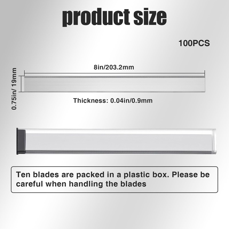 Hicarer 100 Pcs 8" Floor Scrapers Blade Replacements, Angled Demolition