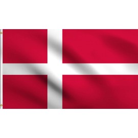 DMSE Denmark Danish Dannebrog Flag 3X5 Ft Foot 100% Polyester 100D Flag UV Resistant -