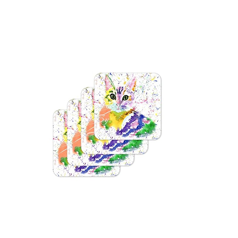 Coaster Cat Kitten Feline Pet Animals Coasters Watercolour Art Gift