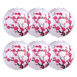 LEFTSTARER 6Pcs Cherry Blossom Lantern Decor for Cherry Blossom Party Decorations, Japanese Paper Lantern Lamp for Japanese Party Decorations, Mulan Party Supplies (6pcs Cherry Blossom)